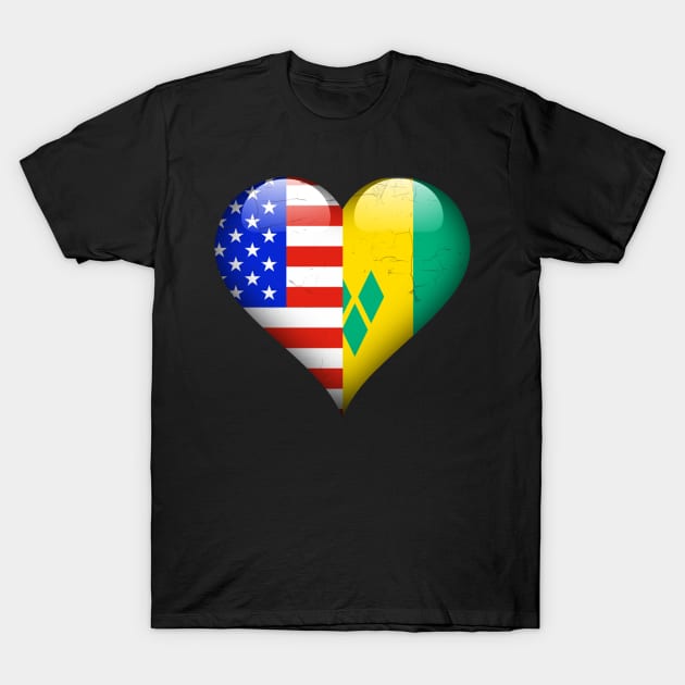 Half American Half Saint Vincentian - Gift for Saint Vincentian From St Vincent And The Grenadines T-Shirt by Country Flags